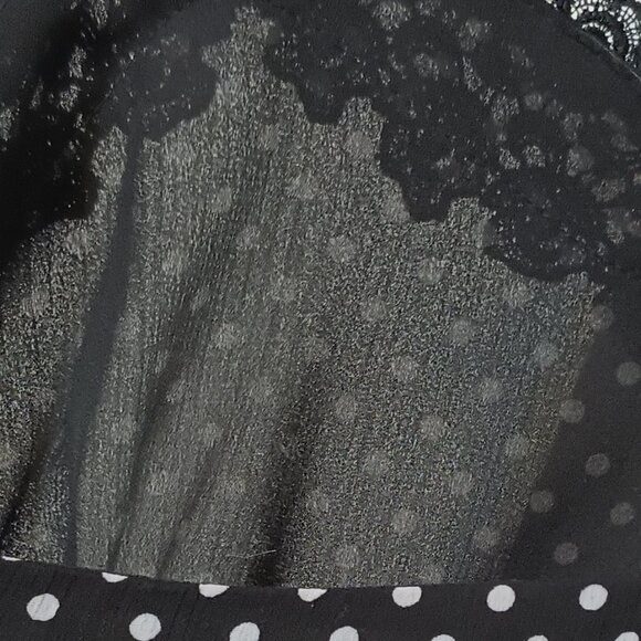EUC~ Apt 9 Black Sheer Lined White Polka Dots Lightweight Sleeveless Top Size 14 - Picture 6 of 10